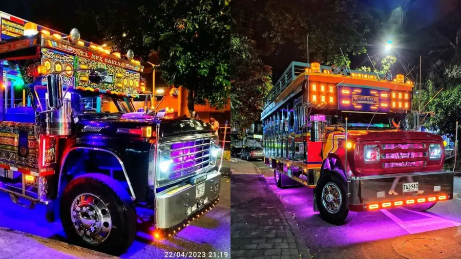 Chivas rumberas iluminadas de noche